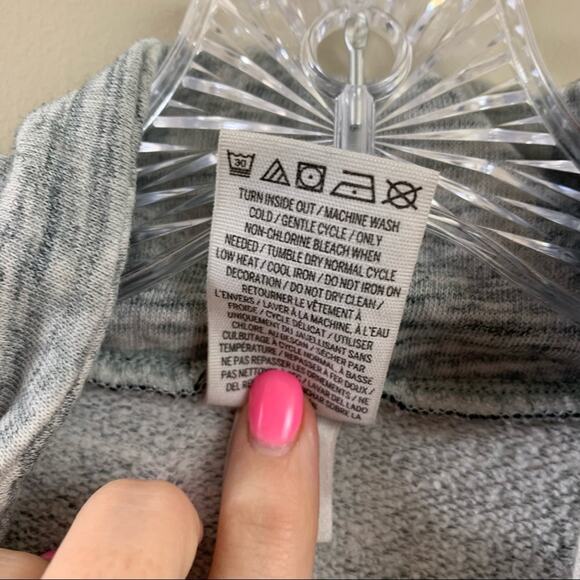 PINK Victoria’s Secret Gray Heather Zip-up New York Sequin Detail Sweatshirt - Picture 4 of 7